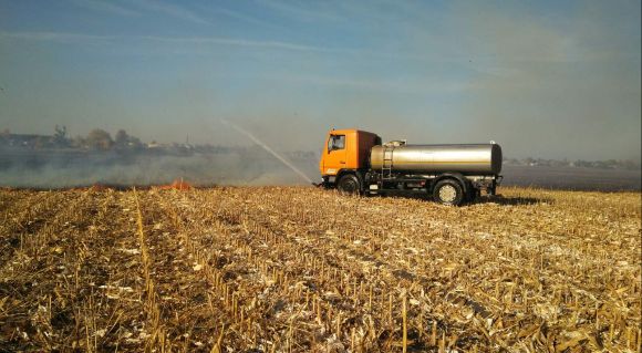 На Черкащині горять кукурудзяні поля