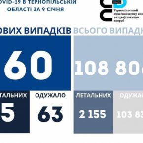 Коронавирус в Тернопольской области за сутки: статистика на утро 10 января