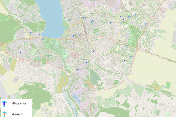 Где в Тернополе размещены функциональные колонки-скалки (адреса, карта)
