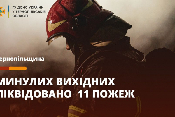 За выходные в Тернопольской области произошло 11 пожаров
