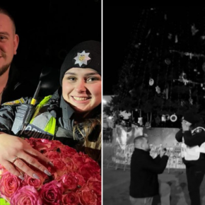 Красивое признание в новогоднюю ночь в Тернополе: полицейская сказала: «Да!»