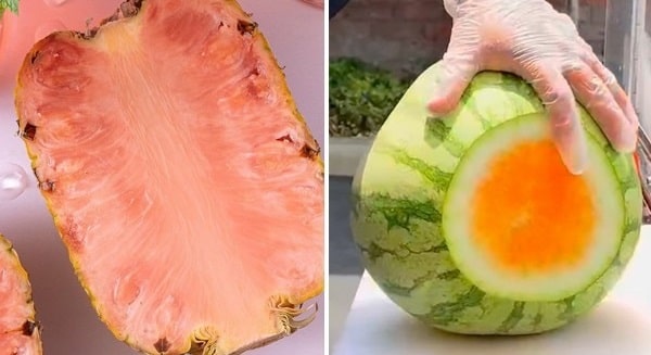 В США были’ оранжевые арбузы и розовые ананасы