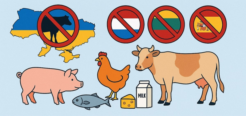 Украина запретила ввоз животных и продуктов из Нидерландов, Литвы и Испании из-за вспышек заболеваний