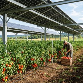 Один участок - дважды: солнечные панели над томатами экономят 50% воды
