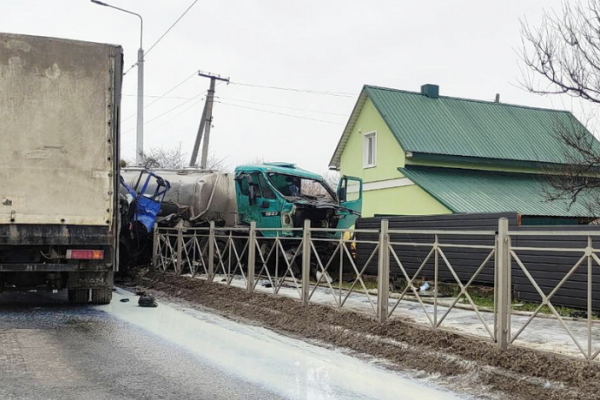 Столкнулись два грузовика: на Тернопольщине автоцистерна едва не врезалась в дом